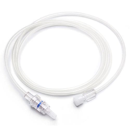 25cm (9.8"), Luer Female to Luer Male - Rotating Adaptor, PVC (Polyvinyl Chloride) - DEHP free Clear, Provided with Caps
